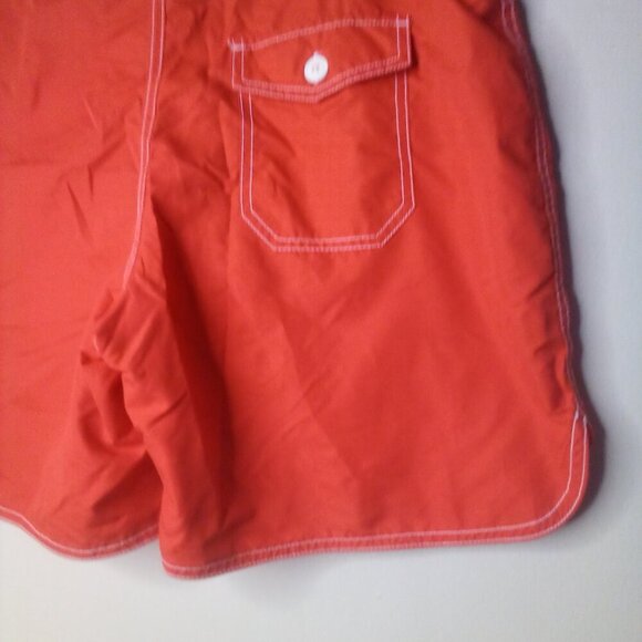 Old Navy Swim Trunks Men M Hook & Loop Closure Button Pocket Coral Orange - Picture 11 of 13